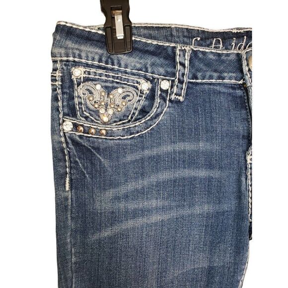 Women's Jeans Embellished Rhinestone Low Rise Straight Leg Denim Jeans Size 9 - Picture 3 of 10